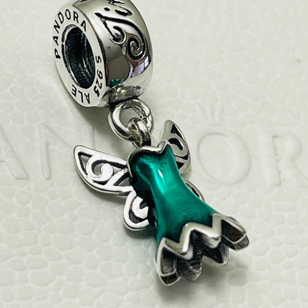 New Pandora Charm Disney Tinker Bell's Dress Lucky Green Enamel Magic Halloween